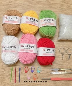 [Tặng Kéo Bấm+Bông Gòn] Combo 6 Cuộn Len Hàn 25G Đầy Đủ Phụ Kiện - Set Móc Len Milk Cotton 25G