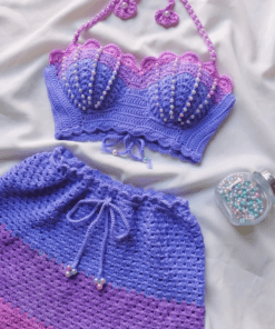 bikini len handmade màu tím