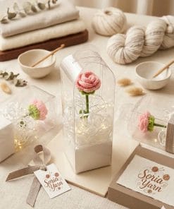 Hoa Hồng Len Handmade Trong Hộp Đèn LED Mới Nhất 2026