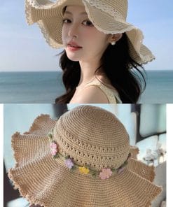 Nón Rộng Vành Len Móc Đính Hoa Mới Nhất 2026