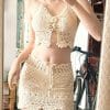 Set áo yếm và chân váy len móc