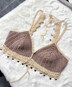Áo Bra Len Móc Phối Hạt Cườm Mới Nhất 2026